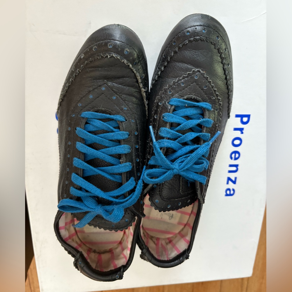 Paul Smith Women's Black Leather Shoes with Blue Accents